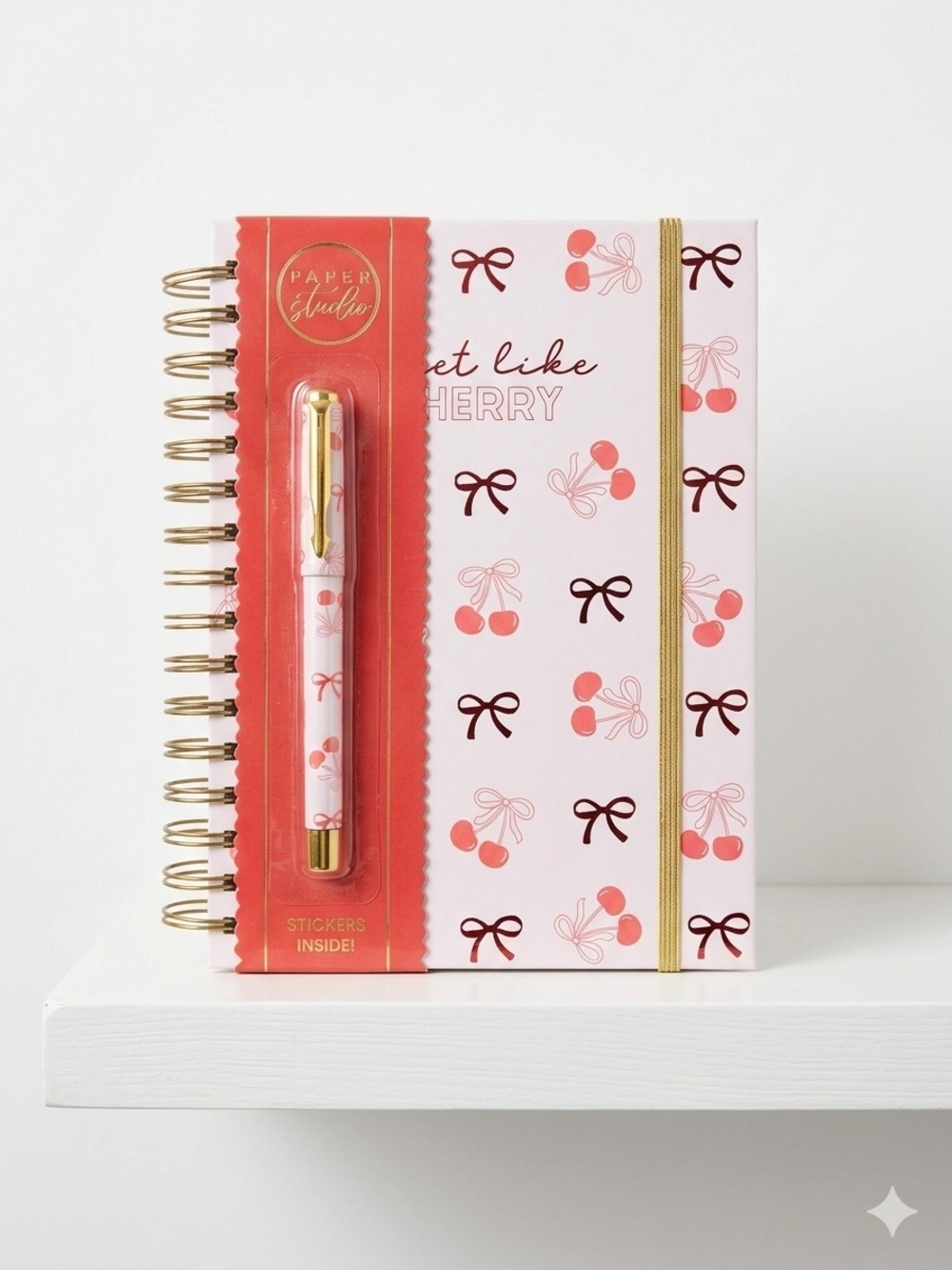 NWT Paper Studio "Sweet Like Cherry" Spiral Notebook with Pen